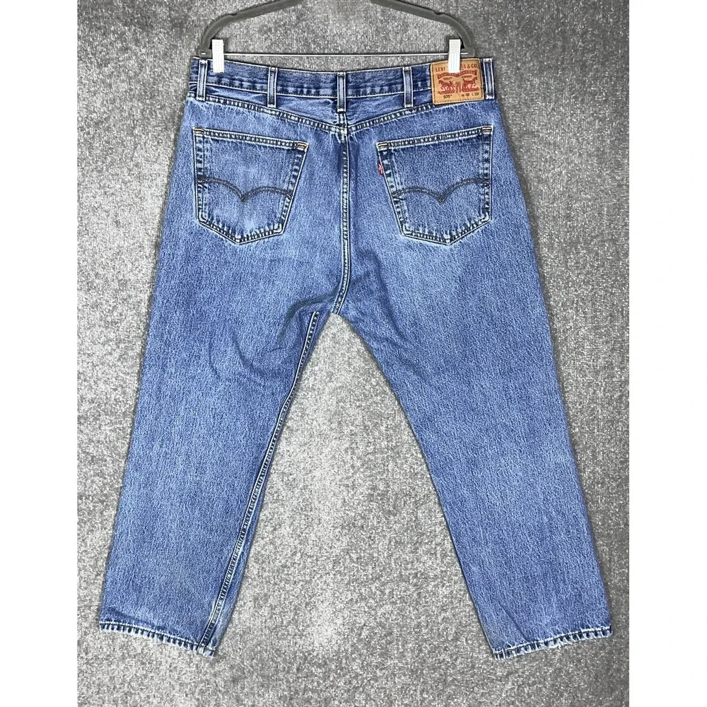 Levis 505‎ Jeans Mens Size 40x29 Blue Distressed Denim Cotton Straight Leg